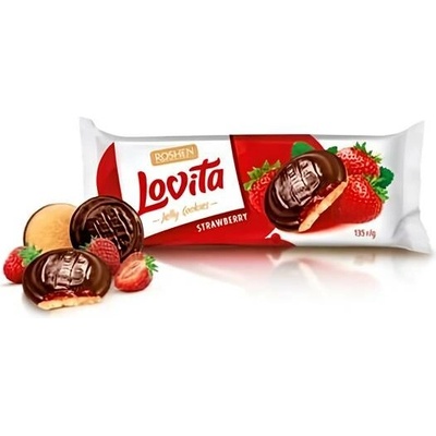 Roshen Lovita piškoty s želé s jahodovou příchutí 135 g