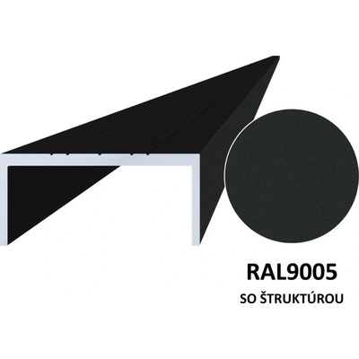 Hliníkový U profil 50 x 22 x 6000 mm, štruktúra RAL 9005