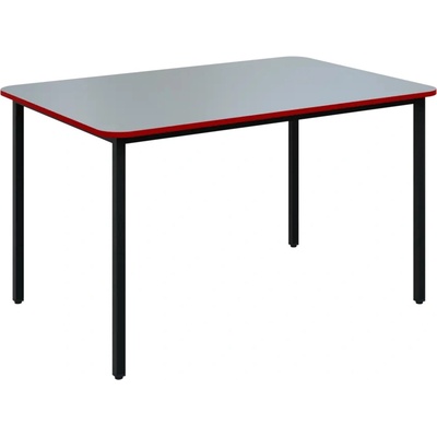 JSBR 130 N jídelní stůl kovová podnož černá deska 18 mm deska šedá s hranou červená flamengo 1300 x 900 mm