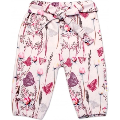 Baby Nellys Tepláčky s ozdobným páskem Motýlci růžová