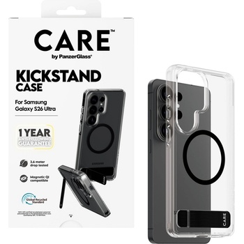Image 1 of Panzer Гръб CARE by PanzerGlass за Samsung Galaxy S26 Ultra, Urban Explorer Case w. Black Kickstand and Qi - Прозрачен