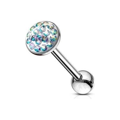Šperky4U piercing do jazyka osázený zirkony PJ01058-AB