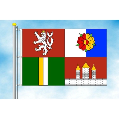 LIBEA, s.r.o. Vlajka Jihočeského kraje Rozměr: 30×45 cm, Uchycení: Karabiny na stožár