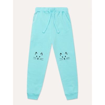 Winkiki Kids Wear dívčí tepláky 2 Cats tyrkysová