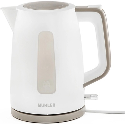 Muhler Електрическа кана Muhler WK-171, 2200W, Капацитет 1.7 л, Безкабелна, 360° основа, Автоматично отваряне на капака, Защити, Бял (KT-1009377)