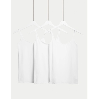 Marks & Spencer Потник с презрамки с висок дял памук, 3 бр. Marks & Spencer бял Marks & Spencer | Byal | ЖЕНИ | 6