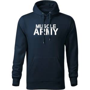 DRAGOWA мъжки суитшърт с качулка Muscle Army, тъмносин, 320г/м2 (5764)