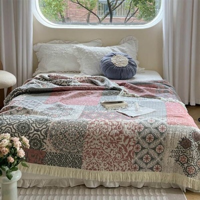 Patchwork Fialovo-Šedá Kvety so strapcom