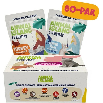 ANIMAL ISLAND Turkey / White fish Fillets in broth 80x 85 g