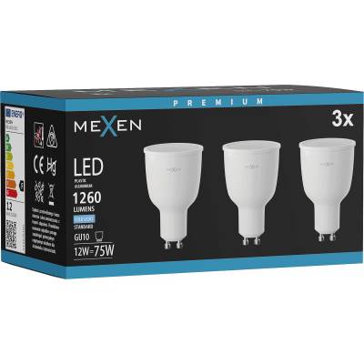Mexen Nova 3x LED крушка GU10, 12W, Студена - 6500K, 1260 лумена - L108-GU10-1265-01x03 (L108-GU10-1265-01x03)