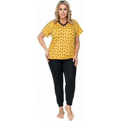 Donna Дамска макси пижама с къс ръкав в жълт цвят queenv-56909-62890 - Жълт, размер 46