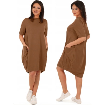 Fashionweek teplákové letné šaty s vreckami Oversized Mf403 Mocca