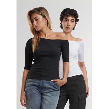Urban Classics 2 Броя Изчистени Дамски ТенискиLadies Organic Asymmetric Rib Tee 2-Pack black+white XXLUB-TB7096A-03102 - Камуфлаж, размер 3XL