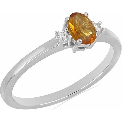 Nefertitis Prsten stříbrný s Madeira citrínem a zirkony 015001 MCT