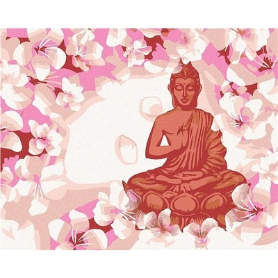 Zuty Malování podle čísel Červený buddha s květinami 80 x 100 cm vypnuté plátno na rám