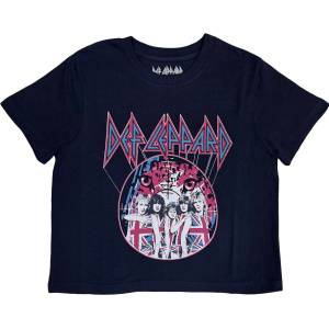 Def Leppard Pyro Tour (Back Print) Navy Blue S Дамски Риза (DEFLCT34LN01)