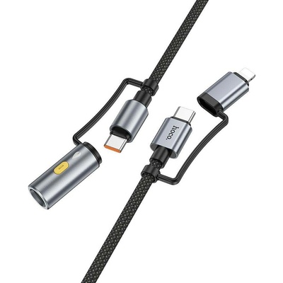 Hoco U138 All-In-One Type C Lightning to Type C cigaretový zapalovač Pd 3A 60W U138 1,2m šedý