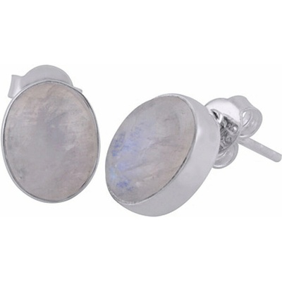 Nefertitis Stříbrné náušnice pecky s měsíčním kamenem NF62759 - 10 mm, 2,4 g