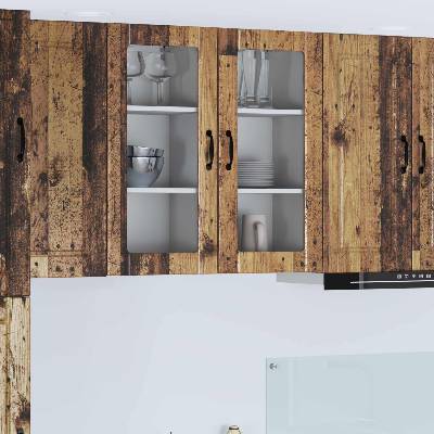 vidaXL Стенен стъклен шкаф PORTO Старо дърво 40 x 31 x 80 см (885351)