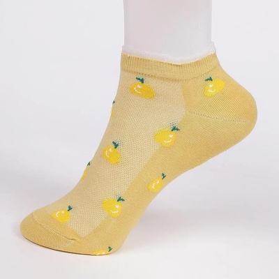 Дамски чорапи в жълто с дантела и круши