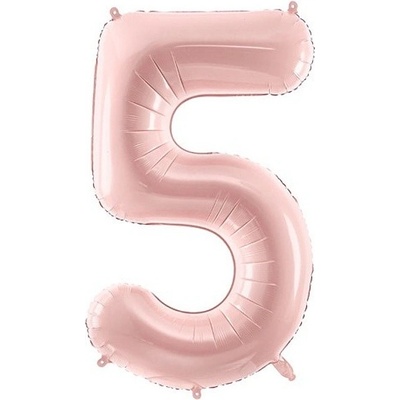PartyDeco Fóliový balón narodeninové číslo 5 svetloružový 72 cm