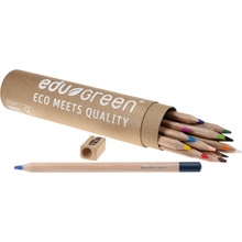 Edu3 Green trojhranné pastelky 13 barev tuha 5 mm + 1 grafitová tužka tuha 4 mm + ořezávátko baleno v papírovém tubusu