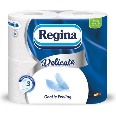Regina Тоалетна хартия Gentle, целулоза, трипластова, 150 къса, 4 броя