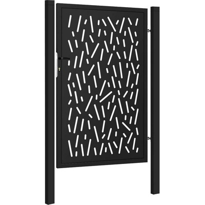 EKOfence Dizajnová bránka PINA 1kr. 1000x1500mm čierna matná so plotový stĺpikmi 16183