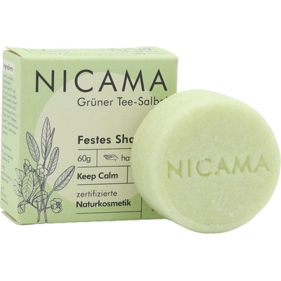 NICAMA Tuhý šampón so zeleným čajom a šalviou 60 g