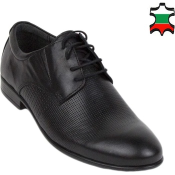 Image 1 of Български обувки Мъжки обувки от черна естествена кожа с щампа 33171