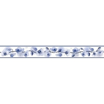 IMPOL TRADE D 58-030-5 Samolepiaca bordúra kvety orchideí modré, rozmer 5 m x 5,8 cm