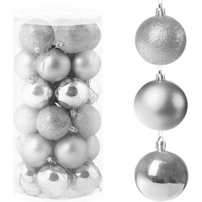 SPRINGOS Vianočné banky strieborné mix 6cm sada 30ks