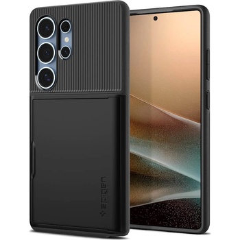 Spigen Slim Armor CS Case - хибриден кейс с отделение за кр. карти и най-висока степен на защита за Samsung Galaxy S25 Ultra (черен)