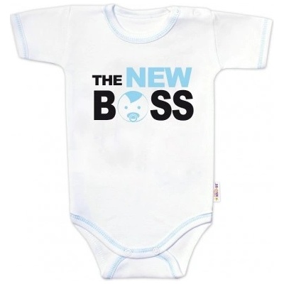 Baby Nellys Body krátký rukáv s vtipným textem The New Boss kluk – Zboží Dáma