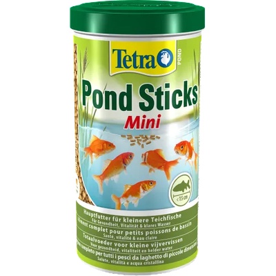 TETRA Pond Sticks Mini - пълноценна храна на гранули за ежедневно хранене на всички по-малки езерни риби с размери до 15 cm. Оптималният хранителен състав осигурява цялостно, биологично балансирано хранене - 1 литър
