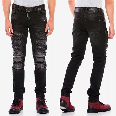 Cipo & Baxx kalhoty pánské CD555 black slim fit černá
