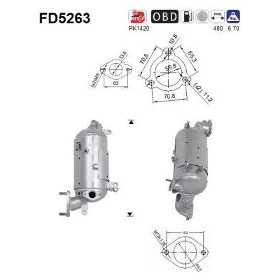 Filtr sazových částic, výfukový systém AS FD5263