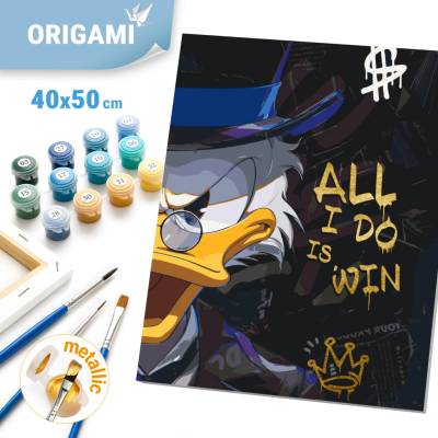 Origami Malování podle čísel na rámu 40 x 50 cm Filmoví hrdinové Strýček Skrblík s metalickými barvami zlato LW 31829 – Hledejceny.cz