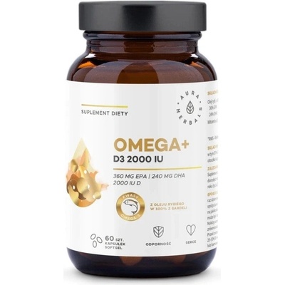 Aura Herbals Omega+ Vitamin D3 2000 IU 60 kapslí