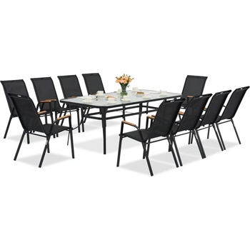 Garden Point Метални градински мебели Modena/Bitonto Wood за 10 души с голяма маса Garden Point black (GAP1076-10)