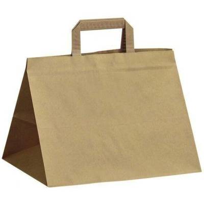 Papírová taška hnědá Takeaway 320x220x240 mm s plochým uchem