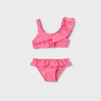 MAYORAL Бански 2 части в розов цвят за мини момиче с релефни детайли Mayoral