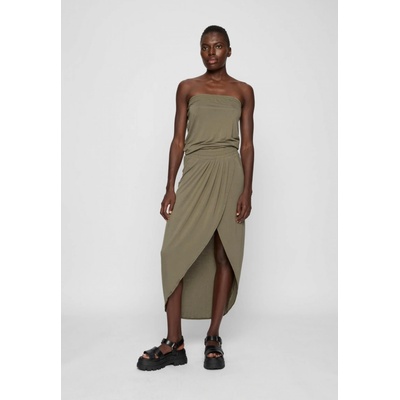šaty URBAN CLASSICS Ladies Viscose Bandeau Dress olivové