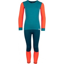 Dětské funkční merino prádlo trollkids baselayer set dark marine / deep orange / madeira blue