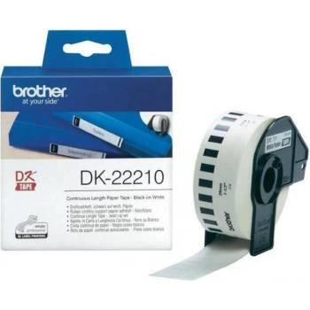 Brother DK-22210 Roll White Continuous Length Paper Tape 29mmx30.48M (Black on White) (DK22210)
