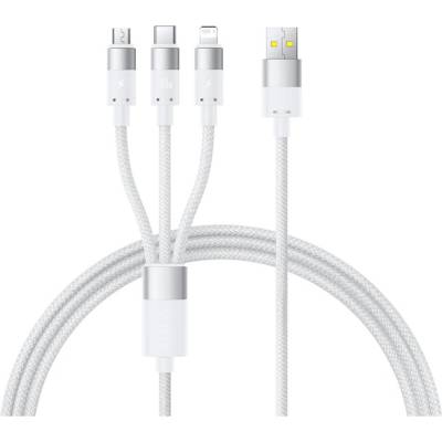 Baseus - Кабел за данни StarSpeed (P10319900211-00) - Бързо зареждане, USB към Micro-USB, Type-C, Lightning, 100W, 1.5 м - Бял