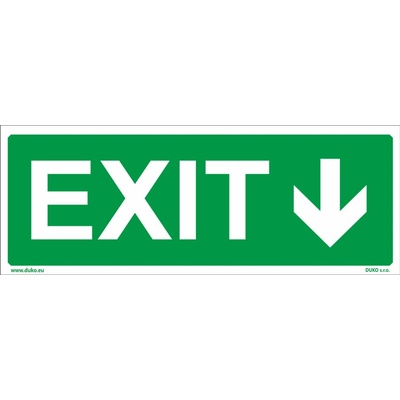 DUKO EXIT se směrovou šipkou Formát: 297 x 100 mm, Materiál: plast 1 mm, samolepící vinylová fólie