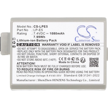 Image 1 of Cameron sino Батерия за камера CANON LPE5 LiIon 7.2V 1080mAh Cameron Sino (CS-LPE5)