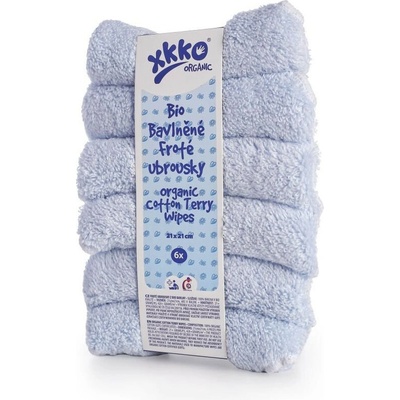 XKKO BIO bavlnené obrúsky Organic 21x21 modré