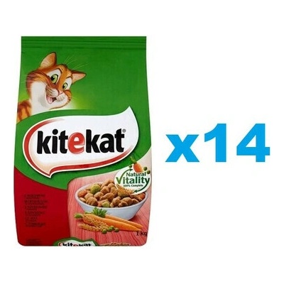 KITEKAT s hovädzím mäsom a zeleninou 14 x 300 g